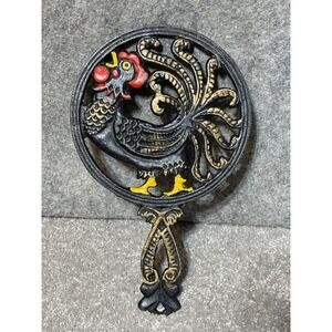 Vintage Cast Iron Pot Holder Trivet with Handle Wall Decor/Stand